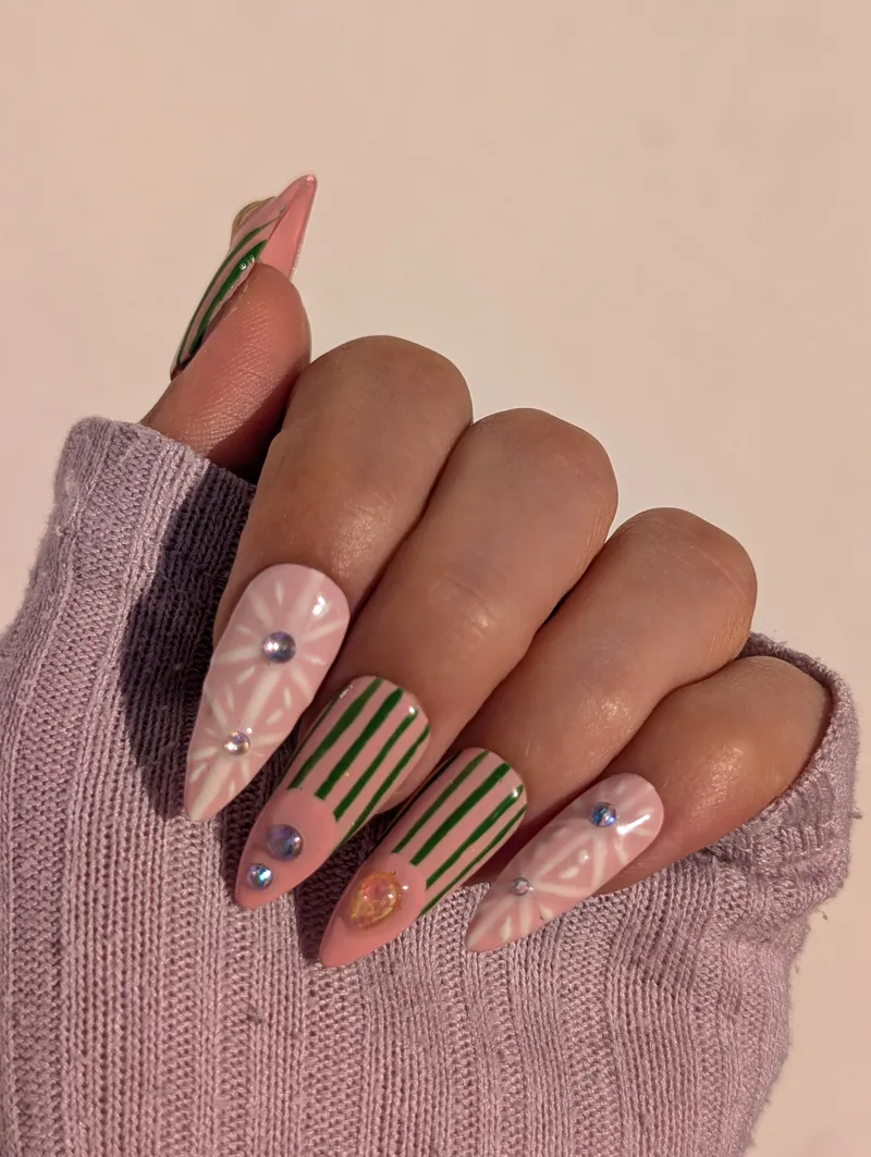Press-on Rose et vert